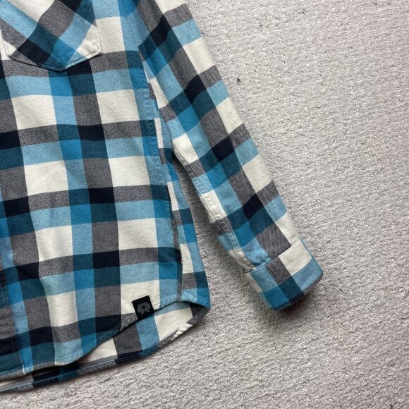 DJAB Simons Button Up Shirt Camp t Men Sz S White / Blue Plaid Surfer Skater - Picture 3 of 13